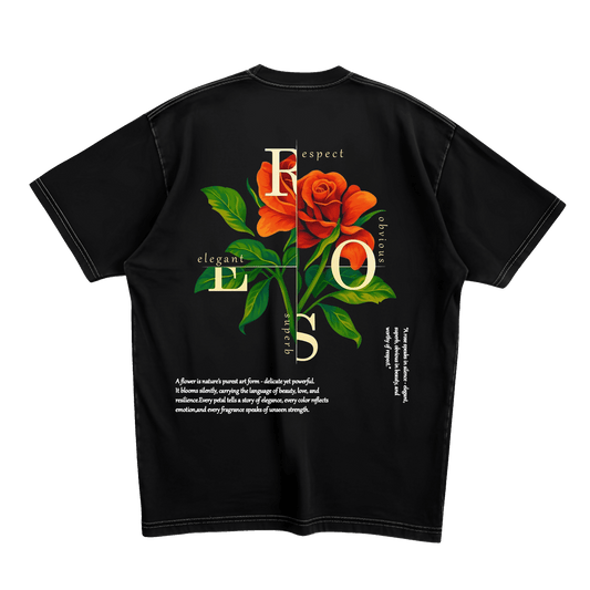 ROSES BLACK OVERSIZED T-SHIRT